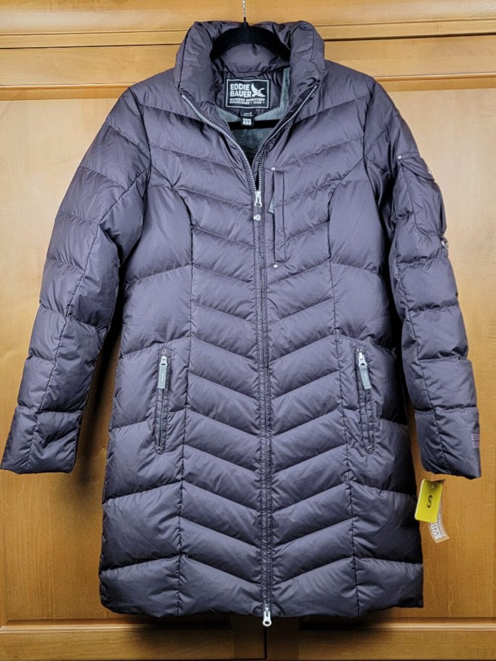 NWT Eddie Bauer Sun Valley Down Parka Coat Aubergine Purple 650 Fill Puffer - S